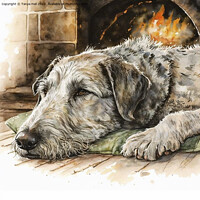 Buy canvas prints of Irish Wolfhound Warming by the Hearth by Tanya Hall
