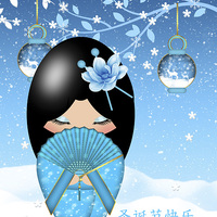 Buy canvas prints of  Christmas Kokeshi Doll by Tanya Hall