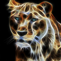 Buy canvas prints of  Lioness Fractal Flame Wall Art by Tanya Hall