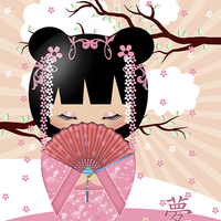 Buy canvas prints of Dream Kokeshi Doll In Pink Cream And Peach Blends by Tanya Hall