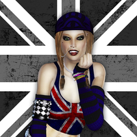 Buy canvas prints of "Bad Attitude", RockFemale With Union Jack by Tanya Hall