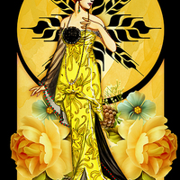 Buy canvas prints of Deco Delight - Art Deco Female In Yellow Dress Oil by Tanya Hall