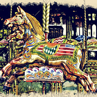 Buy canvas prints of The Carousel Horse by Tanya Hall