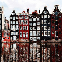 Buy canvas prints of Amsterdam Houses, Print by Tanya Hall