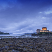 Buy canvas prints of  Eilean Donan Castle At Dusk during the summer of  by David Hirst