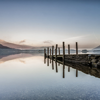 Buy canvas prints of Pier On Derwent Water in The English Lake District by David Hirst