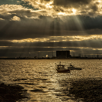 Buy canvas prints of  Boats at South Gare on the North East Coast by David Hirst