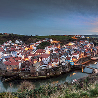 Buy canvas prints of  Sunset, Staithes,east coast, by David Hirst