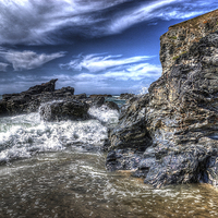 Buy canvas prints of  The Sea and Rocks by tom downing
