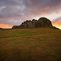 Buy canvas prints of Haytor on fire by tom downing