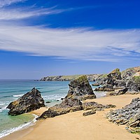 Buy canvas prints of Bedruthan Steps by tom downing