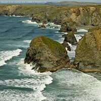 Buy canvas prints of Bedruthan stacks by tom downing