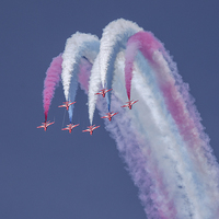 Buy canvas prints of  Red Arrows, Minehead 2014 by Bob Small