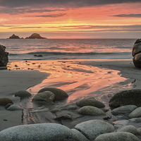 Buy canvas prints of   Porth Nanven Sunset by Bob Small