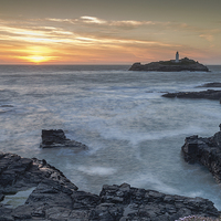 Buy canvas prints of  Godrevy Lighthouse at Sunset by Bob Small