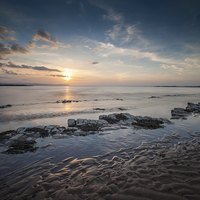 Buy canvas prints of Kilve Beach at Sunset by Bob Small