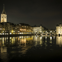 Buy canvas prints of  Zurich by Night by Bob Small