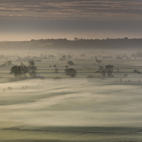 Buy canvas prints of  Moors Mist, Somerset by Bob Small