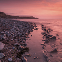 Buy canvas prints of  Kilve beach, West Somerset, on a colourful evenin by Bob Small