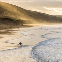 Buy canvas prints of Heading home from the surf at Woolacombe by Bob Small