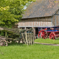 Buy canvas prints of  Old farm carts by Tina Fry
