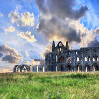 Buy canvas prints of  Sunrise over Whitby Abbey by Steve Bampton