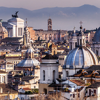 Buy canvas prints of  Rome Rooftops by David Bradbury