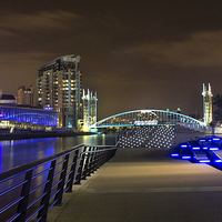 Buy canvas prints of Salford Keys at night by Lee Sutton