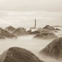 Buy canvas prints of  Caister Beach Sepia by Peter De Clercq