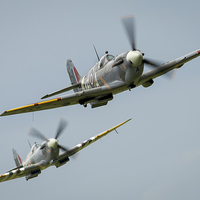 Buy canvas prints of Spitfire Tail Chase by Simon Johnson