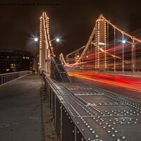 Buy canvas prints of Chelsea bridge at night  by mike cooper