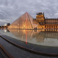 Buy canvas prints of  night time at the Louvre by mike cooper
