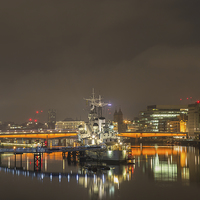 Buy canvas prints of hms Belfast on the thames  by mike cooper