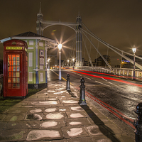 Buy canvas prints of  Albert bridge at dawn,toll booth,and telephone bo by mike cooper