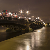 Buy canvas prints of Battersea bridge buses by mike cooper