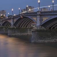 Buy canvas prints of  twilight over Battersea bridge by mike cooper