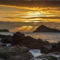 Buy canvas prints of sunrise over Thatchers rock  by mike cooper