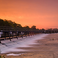 Buy canvas prints of sun up on the weir by mike cooper