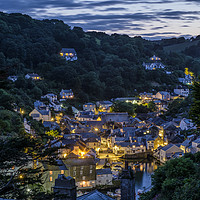 Buy canvas prints of The sun sets over Polperro by mike cooper