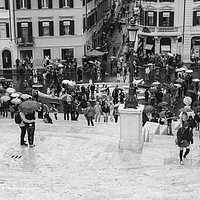 Buy canvas prints of rain on the Spanish steps by mike cooper