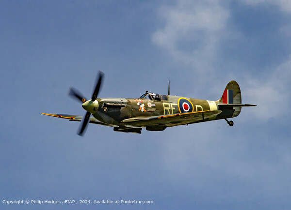 Spitfire Flying Cloudy Sky Picture Board by Philip Hodges aFIAP ,