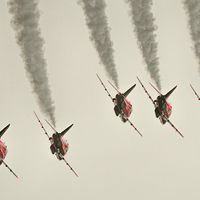 Buy canvas prints of  Red Arrows x 5 by Philip Hodges aFIAP ,