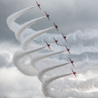 Buy canvas prints of   Red Arrows at Yeovilton (3) by Philip Hodges aFIAP ,