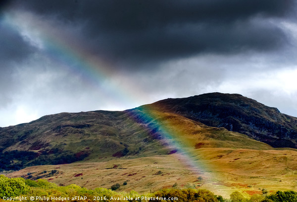 Rainbow in the Hills Picture Board by Philip Hodges aFIAP ,