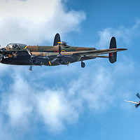 Buy canvas prints of Lancaster With Spitfire PR MK XIX Number PS915  by Philip Hodges aFIAP ,