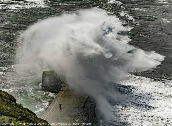 Mullion Harbour Wall in the Gale Picture Board by Philip Hodges aFIAP ,
