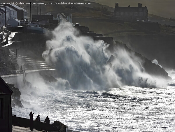 Watching the Storm, Porthleven, Cornwall Picture Board by Philip Hodges aFIAP ,