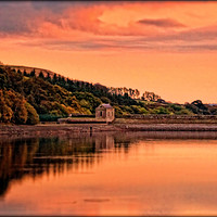 Buy canvas prints of "SUNSET OVER THE RESERVOIR" by ROS RIDLEY
