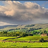 Buy canvas prints of "EVENING LIGHT AND STORMY SKIES OVER WENSLEYDALE" by ROS RIDLEY