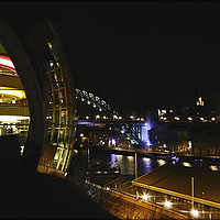 Buy canvas prints of "NIGHT SHOT OF "THE SAGE" GATESHEAD WITH THE TYNE  by ROS RIDLEY
